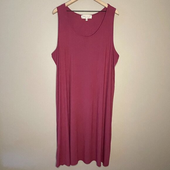 Women's Plus 1X Philosophy Midi Tank Wine Dress Scoop Neck Soft Knit - Picture 2 of 7